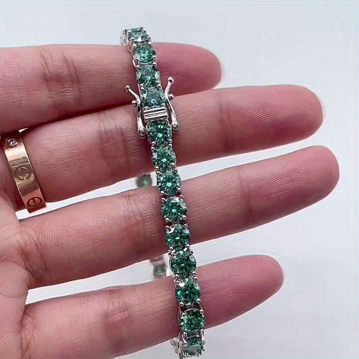 0.1-0.5 Carat Green Moissanite Bracelet, S925 Silver Elegant Multi-functional Tennis Chain for Both Men And Women, High-end Light Luxury Jewelry, Perfect Gift for Engagement, Wedding, Valentine's Day, Mother's Day, Anniversar