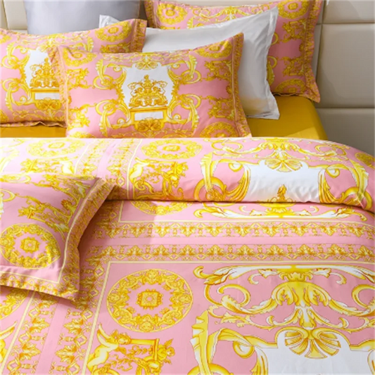 Luxury Bedding set Modern Style Digital Printing polyester fiber Fabric Duvet Cover Fitted Sheet Pillowcases Home Textile