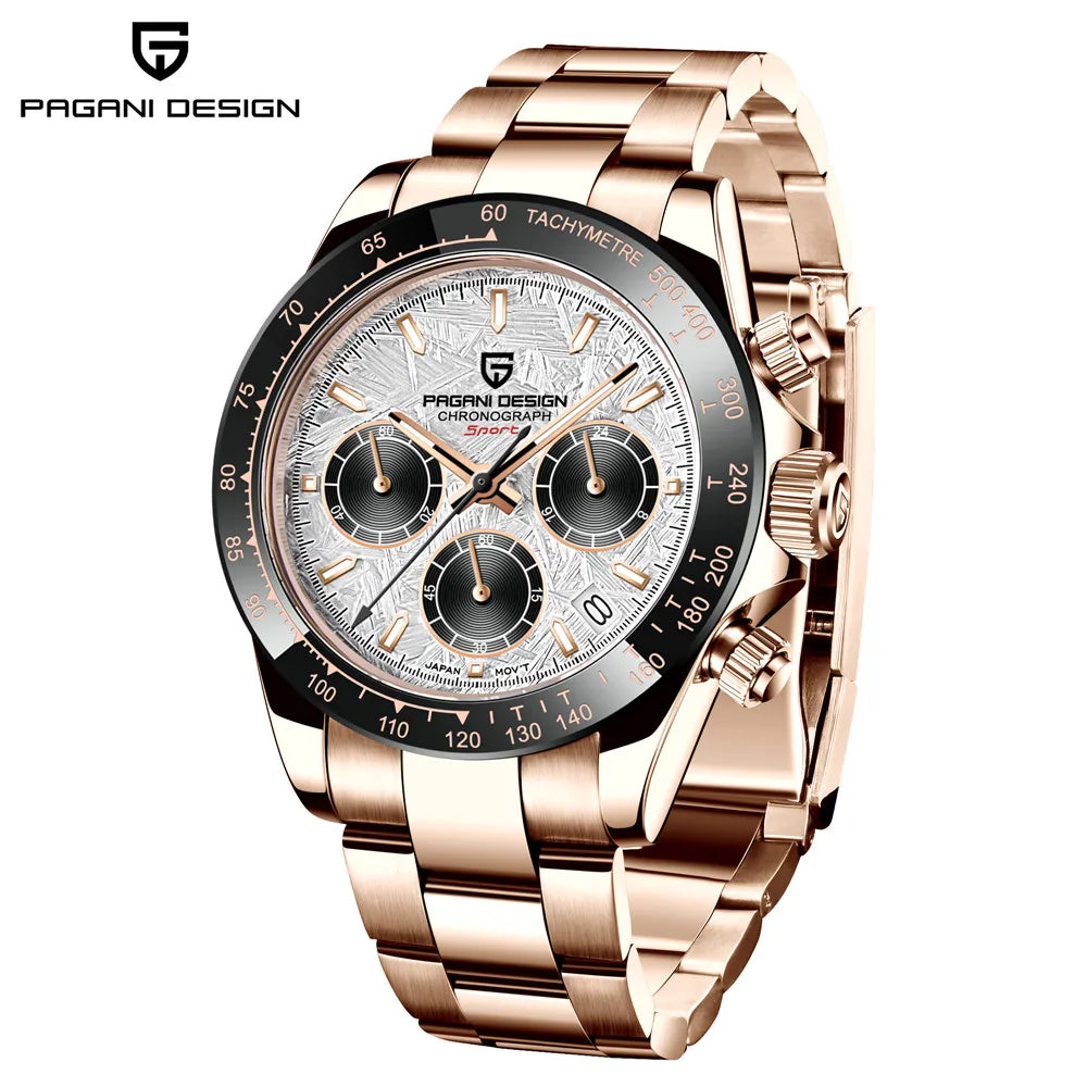 PAGANI DESIGN 2025 NEW 1664 Meteorite Dial Men's Watches Luxury Sapphire Quartz watch for men Sport Chronograph men Reloj Hombre