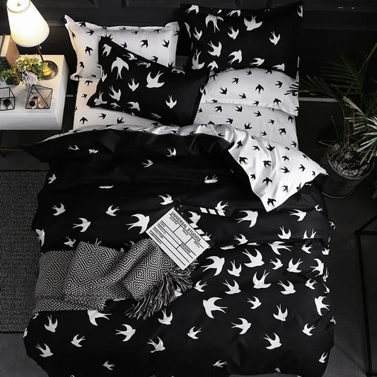 fashionable block pattern black duvet cover set king queen double twin single size bed linen set