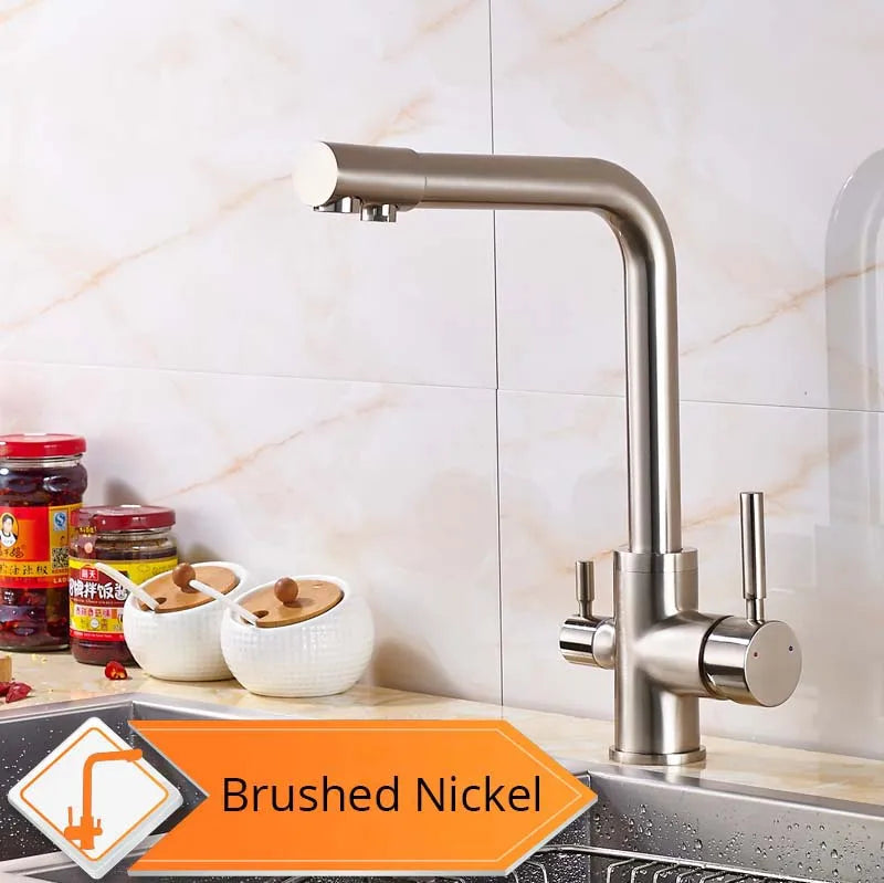 Rozin Chrome Brass Purified Water Kitchen Faucet Mixer Tap and Pure Water Filter Faucet Deck Mounted Dual Handles Hot Cold Taps