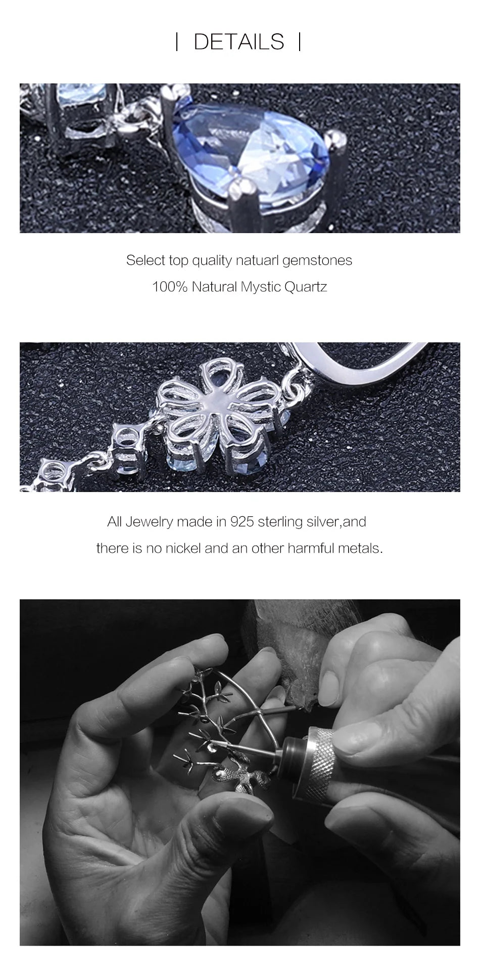 GEM'S BALLET Natural Iolite Blue Mystic Quartz Sky Blue Topaz 925 Sterling Silver Flower Drop Earrings Fine Jewelry for Women