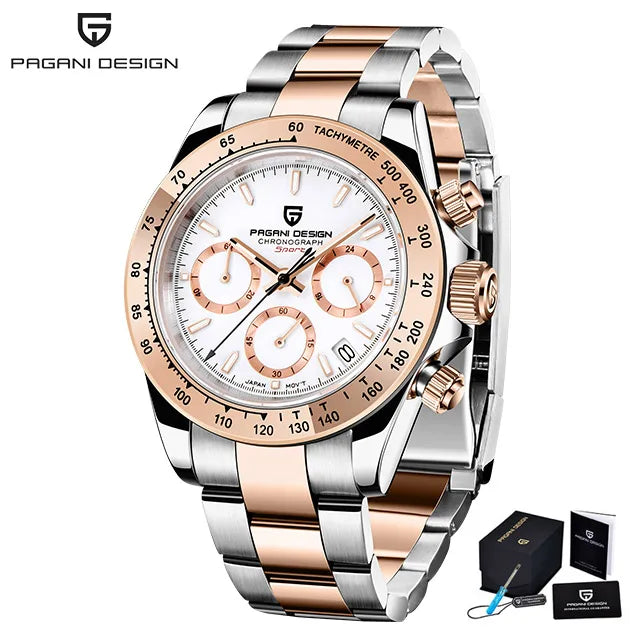 2025 New PAGANI Design Top Brand Men's Sports Quartz Watches Sapphire Stainless Steel Waterproof Chronograph Luxury Reloj Hombre