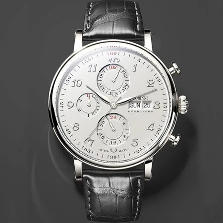 LOBINNI Luxury Brand Switzerland Perpetual Calendar Automatic Mechanical Men's Watches Sapphire Multi-function Clock L13019-8