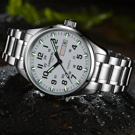 Reloj-Hombre-Montre Switzerland Carnival Quartz Watch men 316 Stainless Steel Waterproof Calendar Luminous Military men Watches