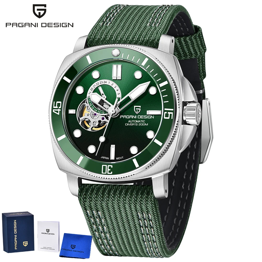 PAGANI DESIGN 2025 New Luxury Men's Watches Mechanical Automatic Watch For Men 200M Diving Wrist watch Stainless Steel+with box