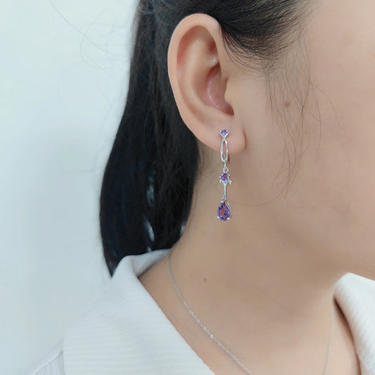 Gem's Ballet 2.87Ct Natural Purple Amethyst Drop Earring 925 Sterling Silver Flower Vintage Earrings For Women Fine Jewelry