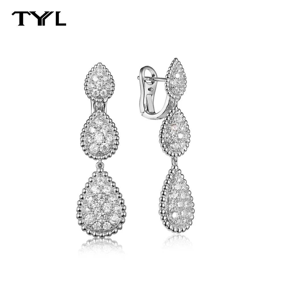 TYYL Vintage Ear Clip Earrings for Women Luxury Jewelry Fashion Party Large Water Drop Design Gold Plated Eardrop Stud Earring
