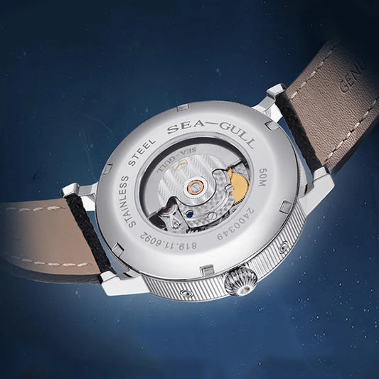 Seagull Moon Phase Watch Auspicious Clouds Special Edition Men's Automatic Mechanical Watch Luxury 41mm Watch for Men 6199 6198