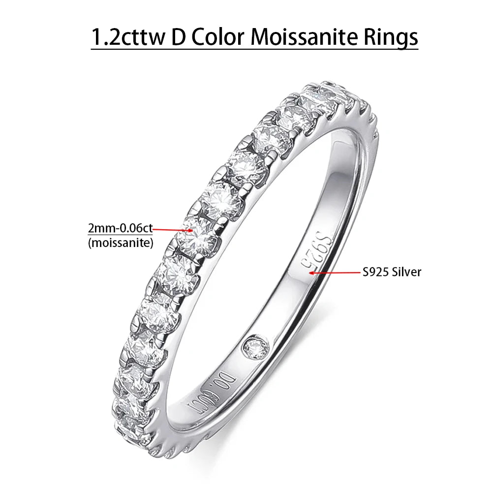 Serenity 6.8cttw D Color Moissanite Rings Set for Women Man Wedding Bridal Gift 100% S925 Sterling Silver Row Rings Fine Jewelry
