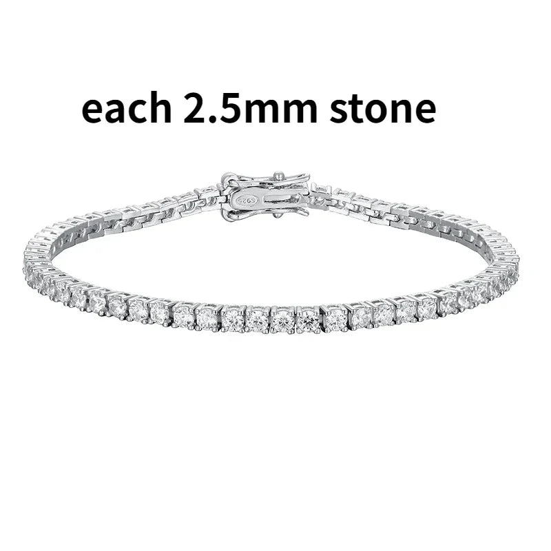 Smyoue 2-6.5mm Real Moissanite Tennis Bracelet for Women Christmas Gift Platinum Plated 100% 925 Sterling Silver Wedding Jewelry