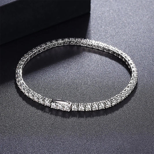 2mm 2.5mm 3mm 4mm 5mm Moissanite Tennis Bracelet for Women Men 100% S925 Sterling Silver Hidden Spring Lock Bracelet Plated 18K