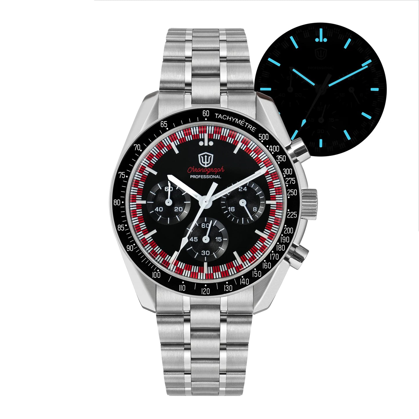 Watchdives New WD1863 Watch VK63 Chronograph Movement Aluminum Bezel BGW9 Luminous Bubble Sapphire Crystal 39mm Vintage Watches