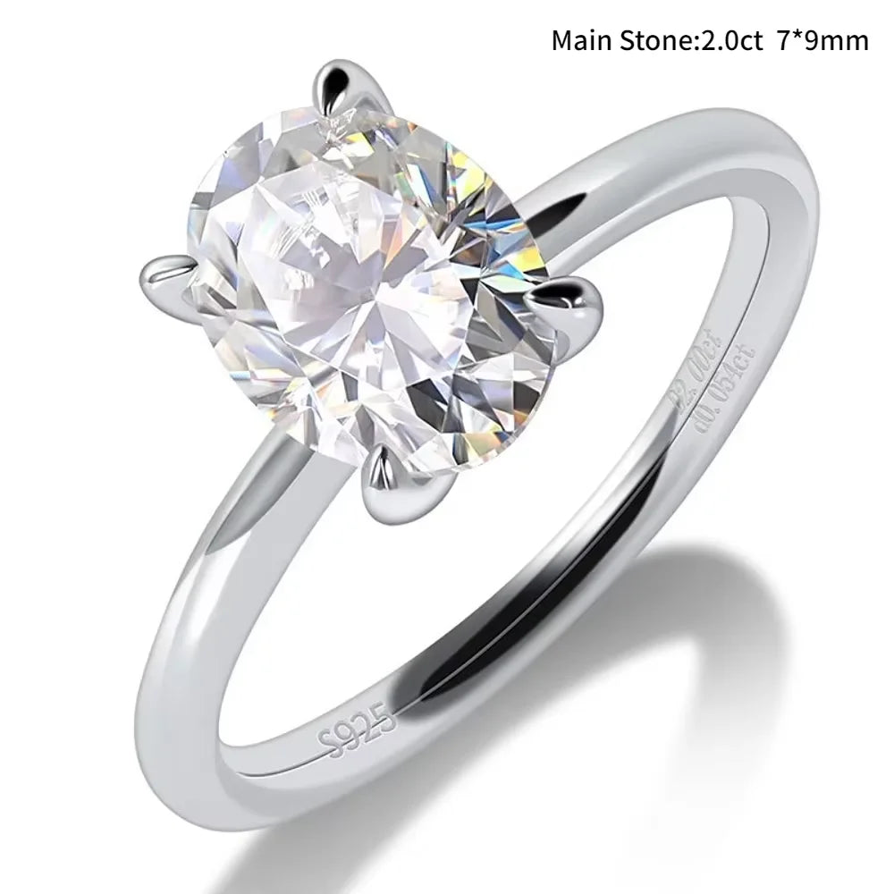 M-JAJA 1/2/3ct Moissanite Ring for Women Oval Cut Bridal Diamond Solitaire Wedding Promise Band 925 Sterling Silver Ring Jewelry