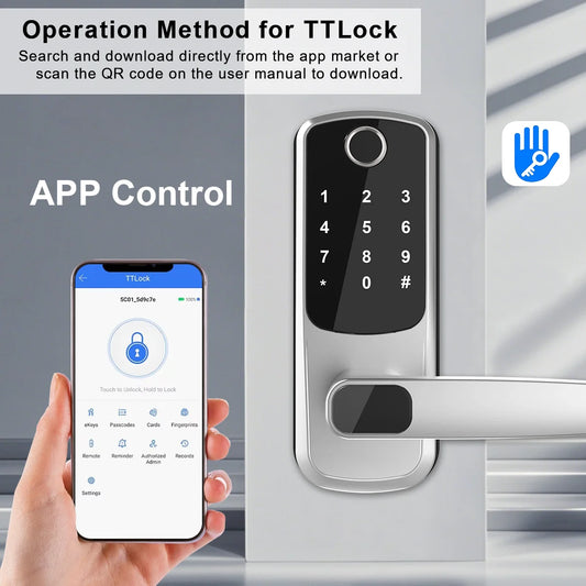 TTLOCK Wifi Electronic Smart Door Lock With Biometric Fingerprint / Password /Smart Card / Key Unlock/ USB Emergency Charger