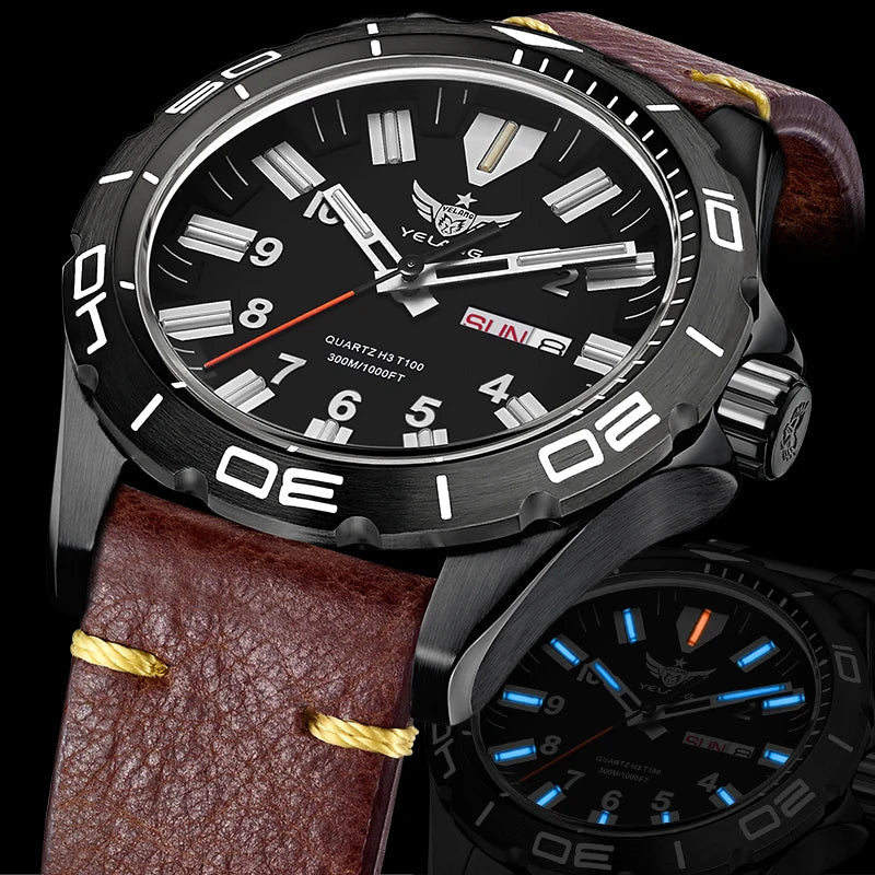 Yelang's New Design 42mm 10 Year Ultra Long Range Men's Quartz Watch 30ATM Professional Waterproof Swiss Eternal Gas Glow