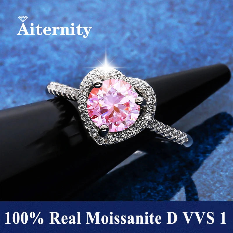 100% Real Moissanite Ring Adjustable Size S925 Sliver D VVS1 Pass Diamond Test Pen GRA Certificate 18K Plating Rings for Women