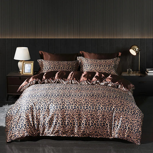 Luxury Satin Bedding Set With Flat Sheet Duvet Cover High End Bedding Set High Density Satin Solid Color Bedding