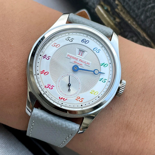 NEW Pierre Paulin Jumping Hour Men Watch Automatic St17 Mechanical Watch Steel Purplewatch Vintage Date Window 38mm Metal