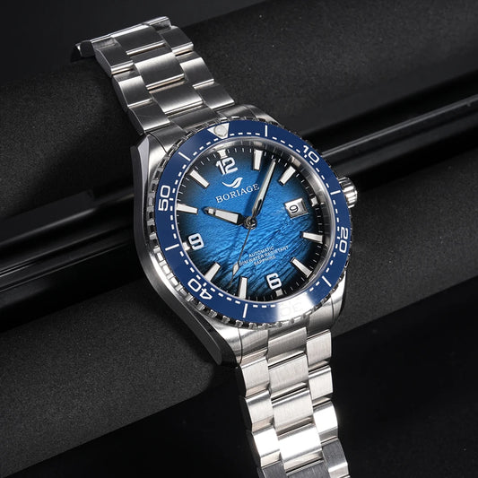BORIAGE NH35 Automatic Mechanical Watches Luxury Men's Watch Stainless Steel Water resista 100m Dive Watches Luminous Wristwatch