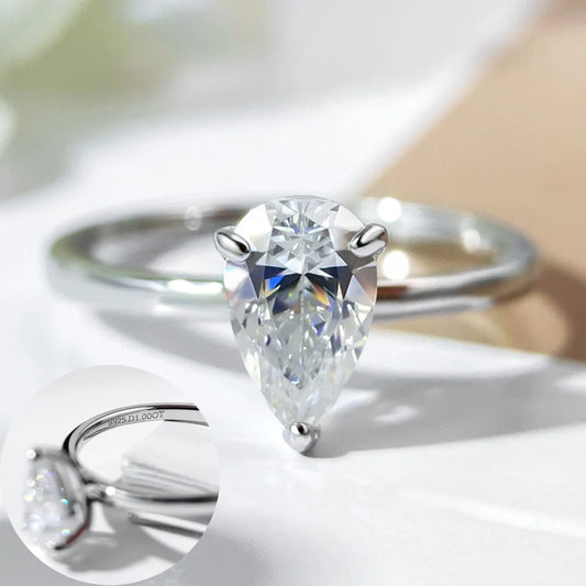 COSYA 1/2/3/4CT Pear Cut D Color Moissanite Rings/Necklace For Women S925 Silver VVS1 Lab Diamond Waterdrop Pendant Jewely Gift