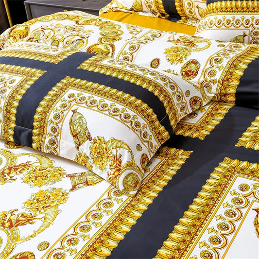Svetanya 1200TC Golden Egyptian Cotton Bedding Set King Queen Size Sheet Duvet Cover Pillowcase Linens (custom-made Size)