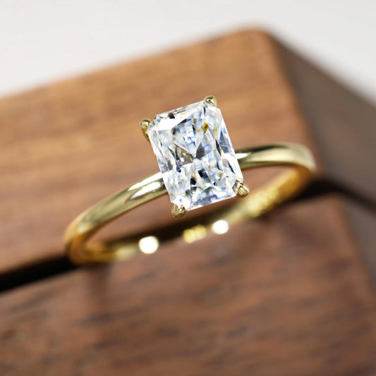 Natural Radiant Cut 1-3ct Moissanite Engagement Solitaire Ring 925 Sterling Silver for Woman Gold Plated Anniversary Gifts