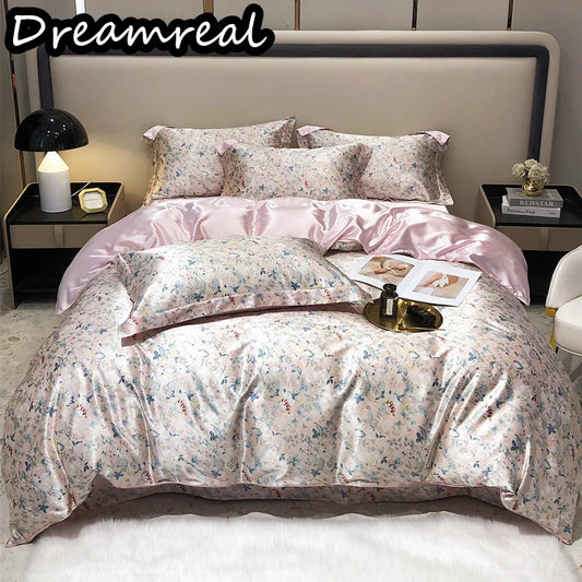Luxury Blending Mulberry Silk Bedding Set with Duvet Cover Bed Sheet Pillowcase Double Couple Single Summer Blanket Cover Sheets