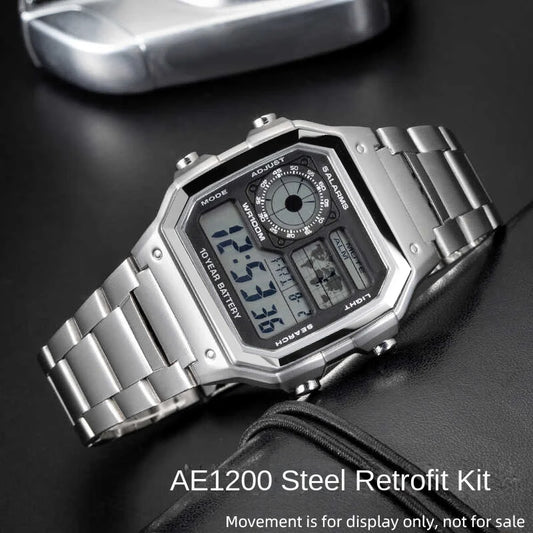 Casio AE1200 case mod kit modification all metal case 3299 AE-1200 bezel glass waterproof ring kit 304 stainless steel part