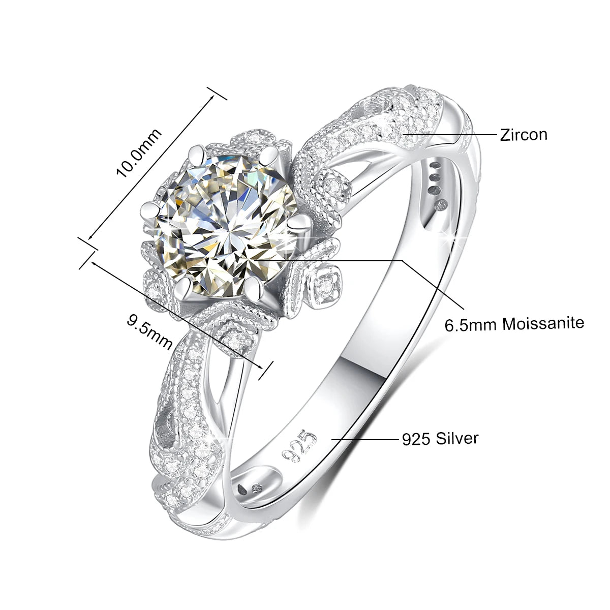 Luxury 18k Gold Plated Women Ring 1ct D vvs1 Moissanite 925 Silver Wedding Band High Quality Engagement Gift Fine Jewelry