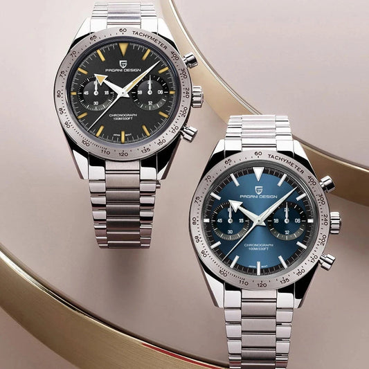 PAGANI DESIGN 2025 Mens watches Moon Quartz Watch men speed Sport waterproof Chronograph AR Sapphire VK64 Steel Retro Luminous