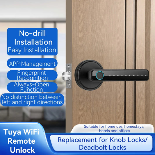 Tuya Smart Fingerprint Door TT Lock Electronic Lock with Password/Key/Card/Tuya APP Unlock Home Protection Smart Life Control