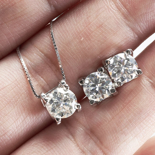 JoyceJelly 3ct D Clolor Real Moissanite Jewelry Sets Women's Sterling Silver 925 Earrings Necklace For Women Bridal Set Gifts