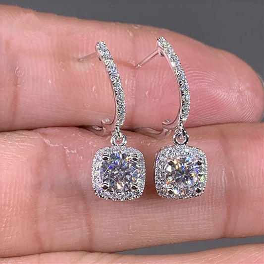 D Moissanite 3ct Earrings 925 Sterling Silver Original Certified Moissanite 1ct Hoop Drop Dangle Earrings 2ct Huggie for Women