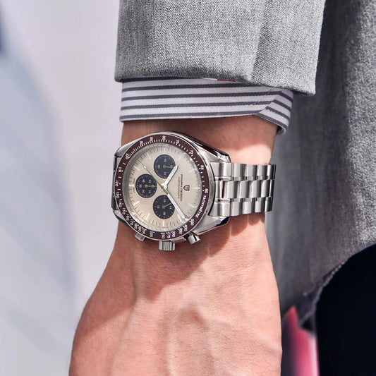 PAGANI DESIGN Saturn Men's Watches 2025 New Top Luxury Quartz Watch Men Light Tan Chronograph AR Sapphire crystal Wristwatch Men