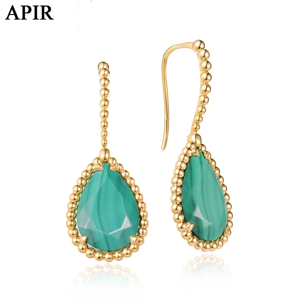 APIR Mother of Pearl Water Drop Earrings Bohemian Style Women's Earrings Chalcedony/Garnet Dangle Earrings Daily Lowest Price