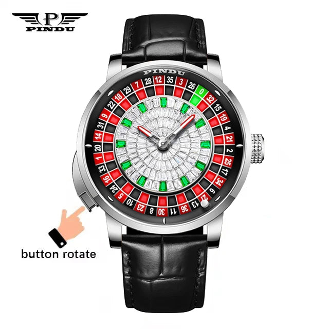 Mechanical Watches Pro Men's PINDU Watch NH35A Movement Sapphire Glass Waterproof Button Design Wristwatch Russian Roulette