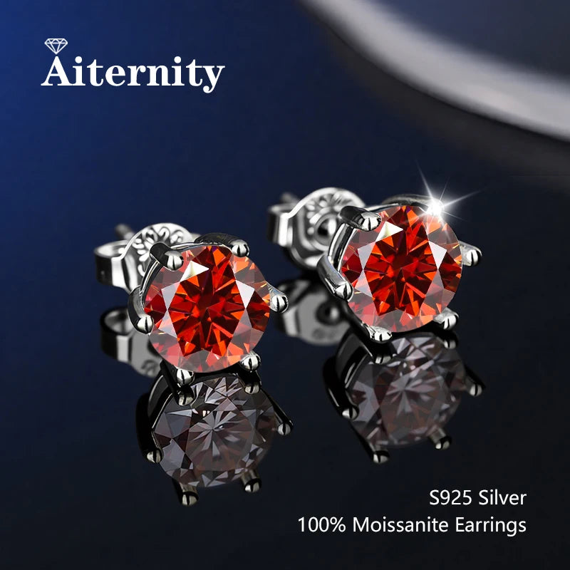 100% Real Sterling Silver S925 Moissanite Earrings Stud With 2 Certificate D VVS1 Pass Diamond Test Pen For Women Men Jewelry