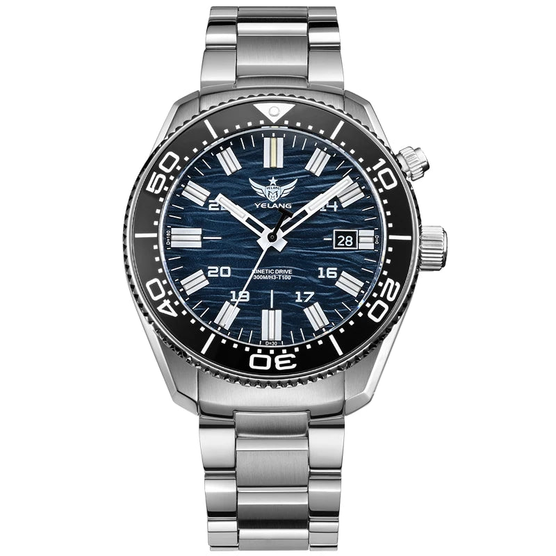 Yelang V1038 40mm Men Diving Watch Human Kinetic Energy Watch Brand Watch 300m Waterproof Watch luminous Japan PX82 Sapphire