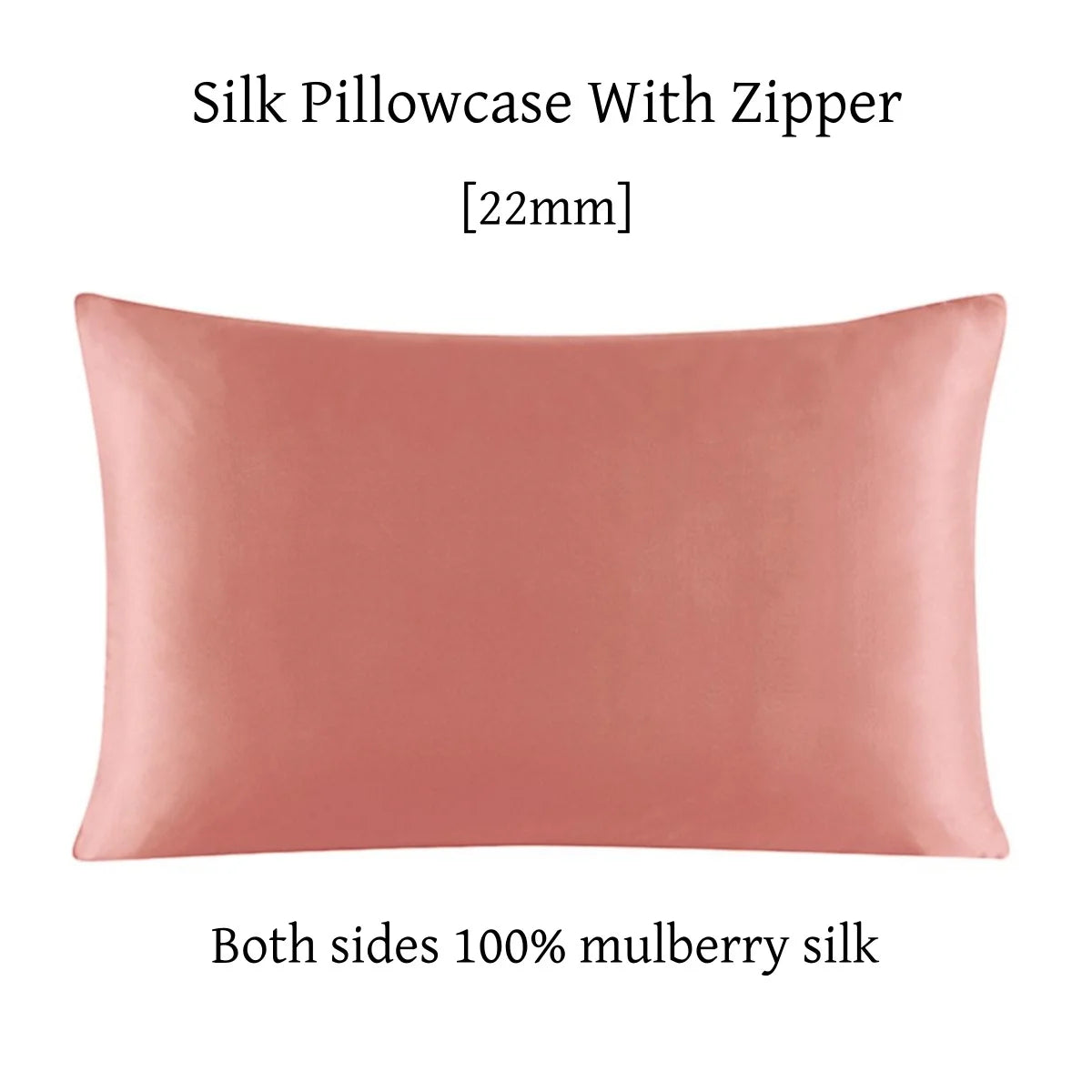 22 Momme Silk Zipper Pillowcase 1pc 100% Nature Mulberry Silk Muticolor Pillow Case For Healthy Standard Queen King
