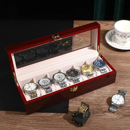 Red Wooden Watch Box Chinese Style Smooth Wood Environmental Protection Jewelry Watch Storage Case Red Wood Watch Protection Box