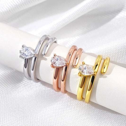 Smyoue Certified 0.5CT Real Moissanite Solitaire Rings for Women Sterling Silver 925 Plated 18K Lab Daimond Female Tail Ring