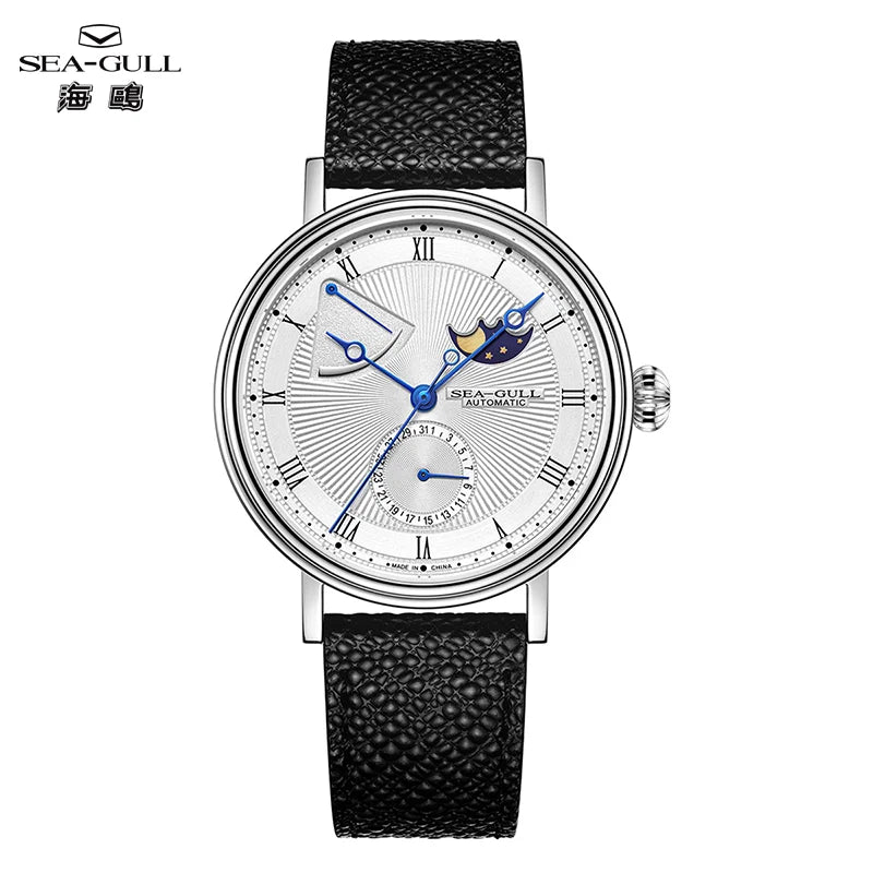 Seagull Moon Phase Watch Auspicious Clouds Special Edition Men's Automatic Mechanical Watch Luxury 41mm Watch for Men 6199 6198