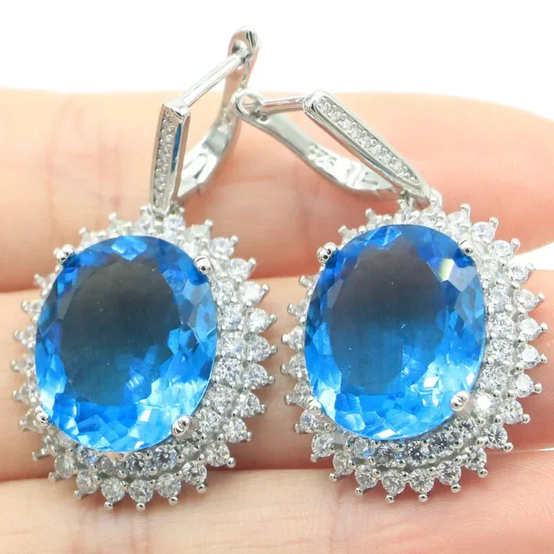 15g Customized 925 SOLID STERLING SILVER Earrings Sapphire Morganite Orange Spessartine London Blue Smoky Topaz Aquamarine CZ