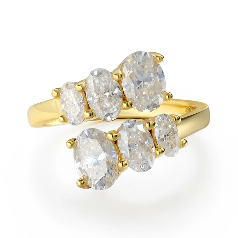 Smyoue 3.6CTTW Certified Full Moissanite Wedding Rings for Women Sparkling Bride Lab Diamond Band Pure 925 Silver Plated 18K