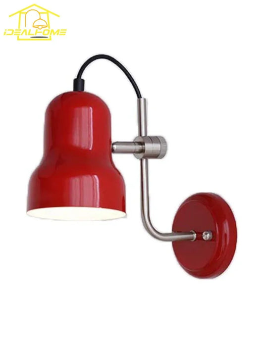 Bauhaus Vintge Medieval Red/Orange Wall Lamp LED E27 Iron Art Atmosphere Adjustable Wall Mounted Bedroom Bedside Study Reading
