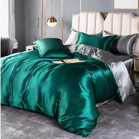Mulberry Silky-blending Fabric Bedding Set High-end Silky Queen Size Duvet Cover Set with Fitted Sheet Luxury Bedding Sets King