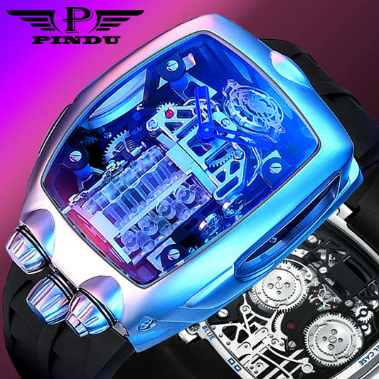 PINDU Design golden dragon Dial Men Mechanical Watch NH05 Movement Sapphire 50M Waterproof top-level Automatic movement Watch