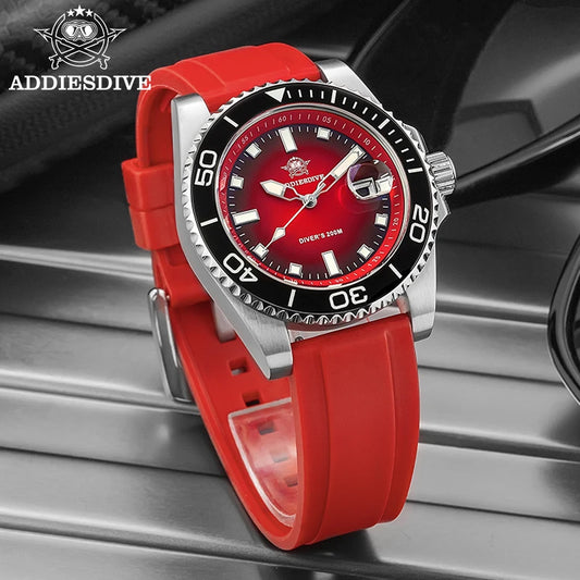ADDIESDIVE New Men Watch AD2089 Diver 200m Waterproof Wristwatch Ceramic Bezel Luminous 316L Stainless Steel Quartz Watch AD2089