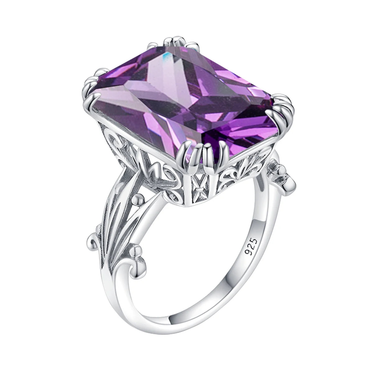 Unique 100% 925 Sterling Silver Aquamarine Ring For Women Vintage Filigree Persian Design Ring Anniversary Fine Jewelry Gifts